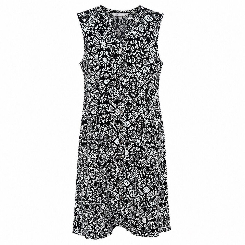 Croft & Barrow Sleeveless Floral Paisley Maxi Dress Large Black/White Lagenlook